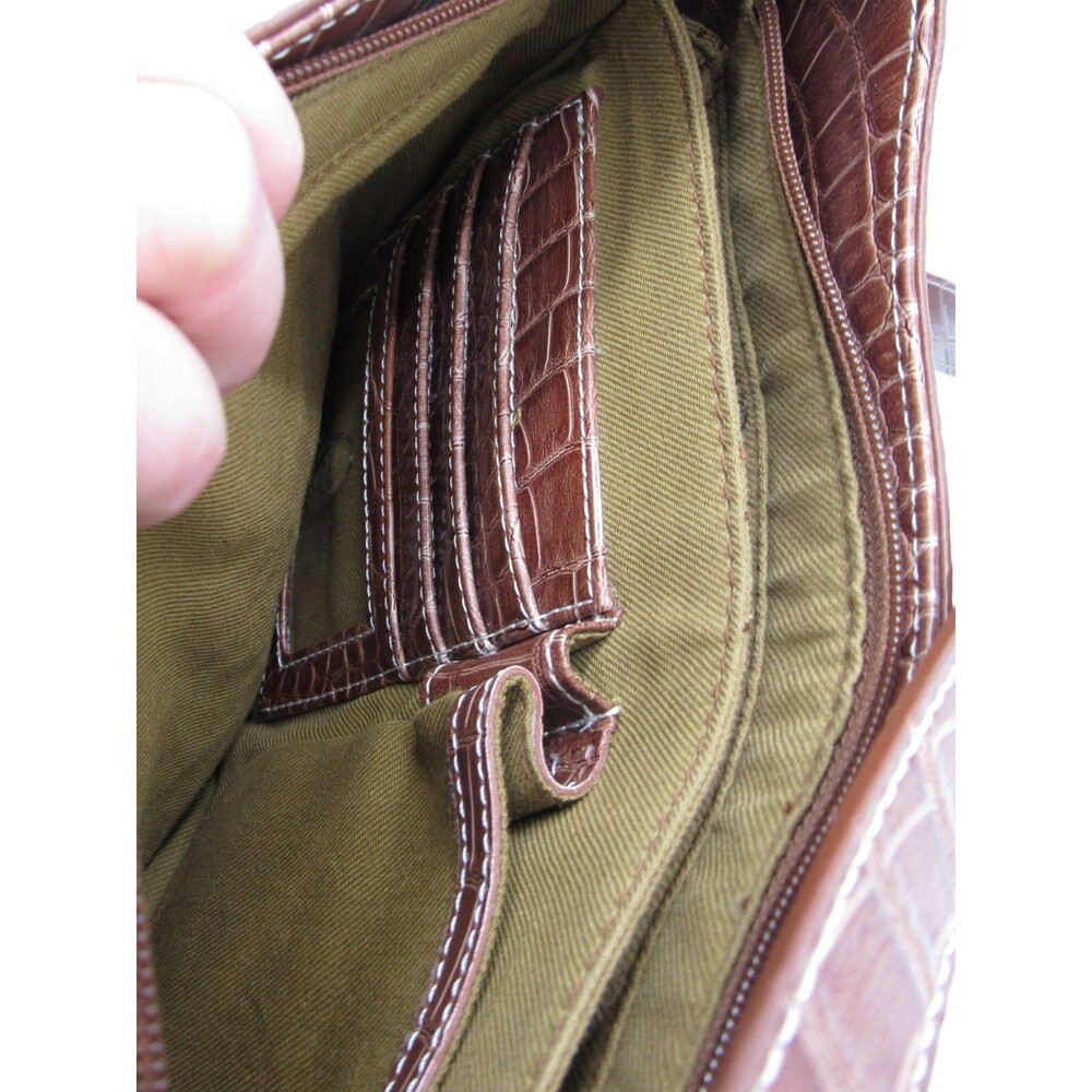 Liz Claiborne Purse Accessories Brown Embossed Snakeskin Womens Shoulder Bag - Picture 14 of 16